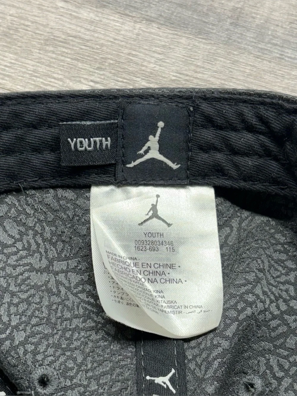 Jordan Youth Elephant Print Snapback Hat Black Jumpman Metal Logo Cap
